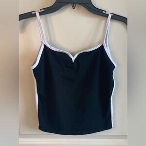 Commense Contrast Trim Tank Top Black and White Size L Clean Girl